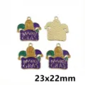 Mardi Gras jester mask enamel metal charms pendants for DIY jewelry making accessories 23x22mm - AL3-61
