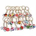 Metal heart national flag football keychain alloy enamel pendant with keyring for DIY crafts - Random Mixed Style