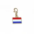 Gold-tone alloy Dutch flag enamel charm pendant with lobster clasp for DIY jewelry making. - Netherlands Large Flag