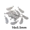Stainless steel feather charm pendant jewelry DIY accessories measuring 16x5.5mm size. - Feather Pendant P5-51 / 0.4g (16x5.5mm) / Steel