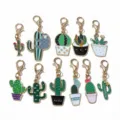 Pendeloques cactus en émail alliage avec fermoir mousqueton pour accessoires bijoux DIY. - Mélange Aléatoire