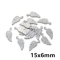 Stainless steel leaf feather charms pendants 15x6mm for DIY handmade jewelry making necklaces. - Feather Pendant P5-52 / 0.4g (15x6mm) / Steel