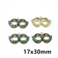 Mardi Gras carnival clown mask alloy pendant, green purple gold harlequin charm for DIY jewelry. - AL3-66