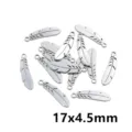 Stainless steel feather pendant charms DIY jewelry accessories 17x4.5mm components - Feather Pendant P5-58 / 0.4g (17x4.5mm) / Steel