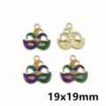 Gold Purple Green Jester Mask Enamel Charms 19x19mm DIY Jewelry Pendant Accessories - AL3-67