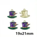 Metal alloy enamel mad hatter top hat charm pendant DIY jewelry making accessories 19x21mm - AL3-70