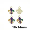 Mardi Gras fleur-de-lis enamel alloy pendant for DIY handmade necklace crafting accessories. - AL3-60