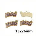 Alloy Mardi Gras pendant charms glitter letter DIY jewelry making accessories 13x26mm. - AL3-63