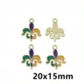 Gold tone alloy fleur de lis carnival pendant charm 20x15mm DIY jewelry making accessory - AL3-57