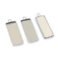 Stainless steel rectangular pendant blank tray bezel DIY jewelry making accessories 3pcs - Steel