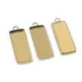 Stainless steel rectangular pendant tray blank bezel base 10x25mm DIY jewelry making findings - Gold