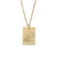 Collier pendentif rectangulaire en acier inoxydable doré avec adorable chat macaron et café gravé. - Motif 5 (JG0043)