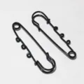 Black safety pins with hanging loops, metal decorative craft pins, 61x17mm crafting accessories - AJ4-38