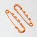 Colorful iron safety pin with hanging loops for doll charms and DIY pendants 61x17mm - AJ4-42