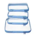 Transparante PET Reistoilettas Set Make-up Opbergtas met Blauwe Ritsen voor Badkamer - 4-delige set blauw