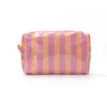 Pink and orange striped makeup bag, stylish cosmetic pouch for travel storage and daily use. - S / Orange Purple