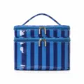 Bolsa de maquillaje a rayas de doble capa con asa estuche organizador de viaje azul - Rayas Azul Real