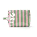 Pink green striped cosmetic bag large capacity portable travel makeup storage pouch - Green Pink Striped Large