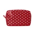 Red polka dot cosmetic bag, glossy waterproof makeup pouch for travel and daily storage use. - Red Polka Dot