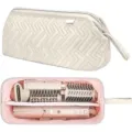 Custodia di stoccaggio portatile multifunzionale per capelli con esterno trapuntato e interno rosa. - 35x15x15cm / Beige