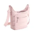 Pink Quilted Crossbody Bag, Casual Shoulder Bag with Front Zipper Pocket and Adjustable Strap - Pink