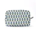 Quilted floral makeup bag travel portable blue green pattern cosmetic storage pouch variant - L / Large Blue Flower