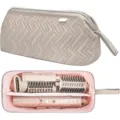 Vista dettagliata della borsa di stoccaggio portatile per strumenti di styling con scomparti. - 35x15x15cm / Cammello