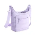 Light purple quilted crossbody bag with wide strap and front pocket, perfect daily style. - Purple
