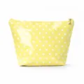Yellow Polka Dot Cosmetic Bag Portable Glossy Makeup Storage Pouch with Gold Zipper Daily Use - Yellow Polka Dots