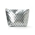 Glossy silver polka dot cosmetic bag, stylish large capacity portable toiletry storage bag. - Silver Polka Dot