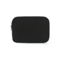 Black portable zipper storage bag, minimalist travel cosmetic organizer pouch with label. - Black