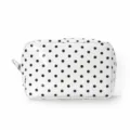 Black and white polka dot cosmetic bag, portable waterproof makeup storage pouch for travel. - White Polka Dot