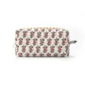 Quilted floral makeup bag, cute cosmetic pouch for travel, portable toiletry organizer. - Small Red Flower