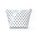 Glossy polka dot cosmetic bag in white, stylish storage pouch with zipper for travel and daily use. - White Polka Dot
