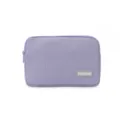 Portable purple storage bag with zipper closure, minimalist cosmetic pouch for travel use. - Purple