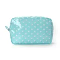 Blue polka dot cosmetic bag, waterproof travel makeup pouch, portable and chic storage. - Blue Polka Dots