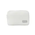 White corduroy storage pouch portable cosmetic bag zipper makeup organizer storage case. - Beige