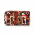 Quilted cosmetic bag with cute dachshund print, large capacity storage pouch for daily use. - PVC Four Puppies