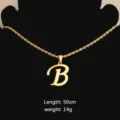 Gold stainless steel letter B pendant rope chain necklace fashion casual jewelry 50cm - Letter B