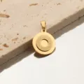 Pendentif rond doré mat Bijou accessoire DIY charmant design élégant article de mode - Métal rond / Or