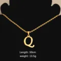 Stainless steel letter Q pendant rope chain necklace, minimalist fashion clavicle chain. - Letter Q