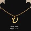 Minimalist stainless steel gold letter pendant rope chain necklace for women fashion jewelry 50cm - Letter U