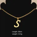 Minimalist stainless steel letter S pendant rope chain necklace, fashion clavicle chain 50cm. - S