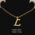 Gold stainless steel letter L pendant rope chain necklace elegant fashion jewelry gift for women - L