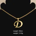 Gold Letter D Pendant Necklace Stainless Steel Rope Chain 50cm Fashion Jewelry Gift - Letter D