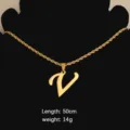 Minimalist stainless steel rope chain necklace with a stylish letter V pendant for women daily wear. - Letter V