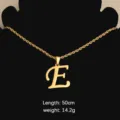 Stainless steel letter E pendant rope chain minimalist fashion necklace jewelry 50cm 14.2g - Letter E