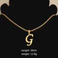 Gold color stainless steel letter G pendant rope chain necklace fashion jewelry chic - Letter G