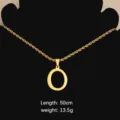 Gold stainless steel letter O pendant rope chain fashion minimalist clavicle necklace item - Letter O