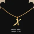 Minimalist stainless steel letter X pendant rope chain fashion gold clavicle necklace for women - Letter X